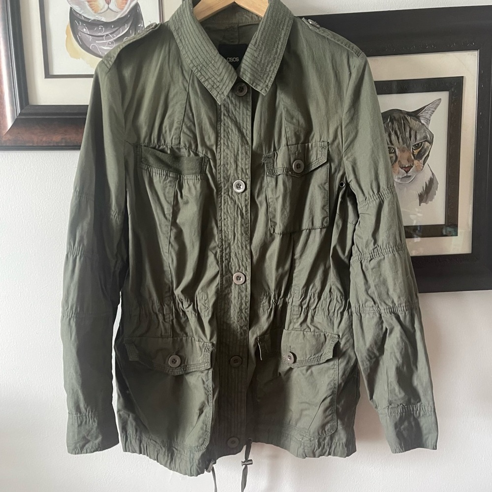 ASOS army green military jacket size 10 spring fall